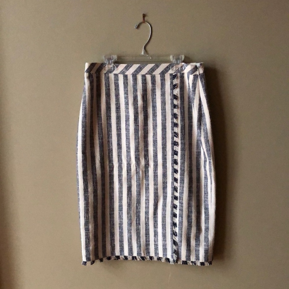 White & Blue Striped Pencil Skirt Banana Republic